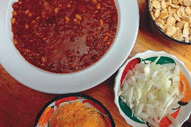 Make sure to serve chili with plenty of toppings, such as crackers, onions, cheese and hot sauce.