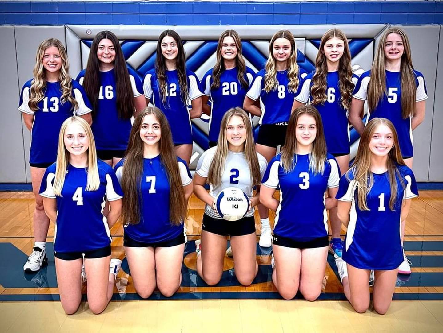 The 2023 varsity volleyball team is the 50th in school history for Princeton High School. Team members are (front row, from left) Paige Jesse, Ella Kinnamon, Miyah Fox, Natasha Faber-Fox and Mia Buccini and (back row) Kelsea Klingenberg, Mariska Mount, Chrissy Sierens, Ellie Harp, Keighley Davis, Caroline Keutzer and Karsyn Brucker.