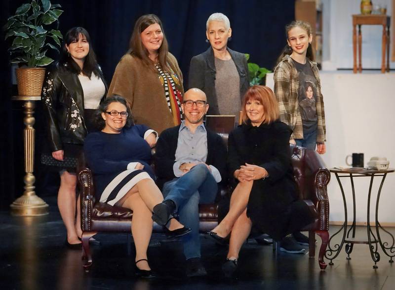 The cast of "Jake's Women," which runs April 19-21 and 26-28 at Stage 212, 700 First St., La Salle. Seated from left are Caryn Brown (as Sheila), Cleetus Friedman (Jake) and Kathy Missel (Maggie). Standing from left are Brooke Shinberg (Julie), Lisa Gifford (Karen), Karen Lesman (Edith) and Ariana Lesman (Older Molly). Not pictured is Holly Malmassari (Younger Molly).