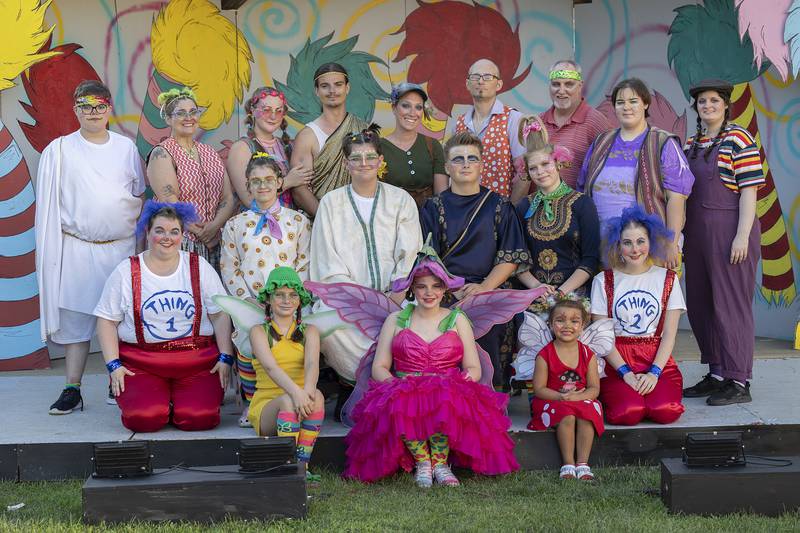 The cast of Polo Area Community Theatre’s rendition of “The Seussification of a Midsummer Night’s Dream,” pose for a photo Wednesday, July 9, 2025, ahead of their weekend performance.