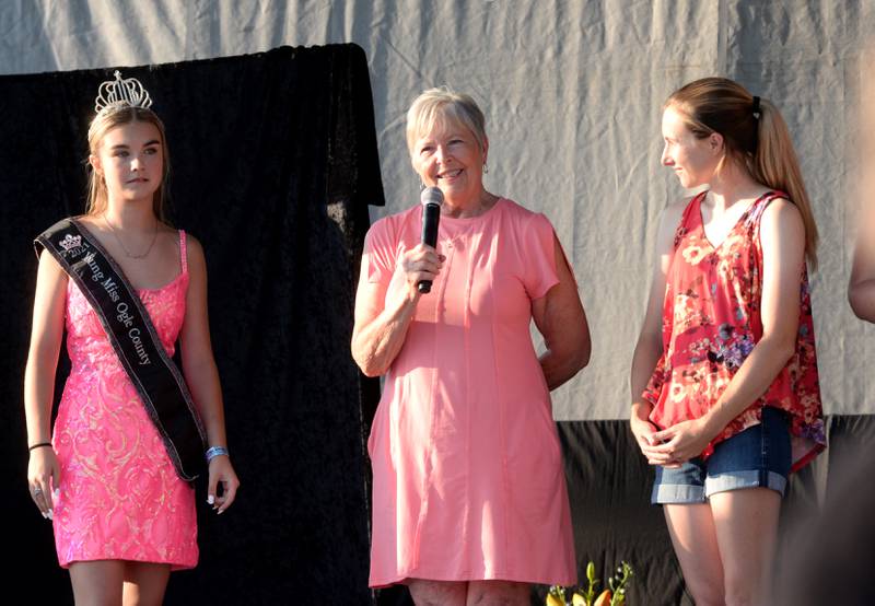 Julie Wilmarth-Meriage, 1968 Miss Ogle County Fair Queen (center), was one of the former queens in attendance at the 2024 Ogle County Fair Pageant on Wednesday, July 31, 2024.
