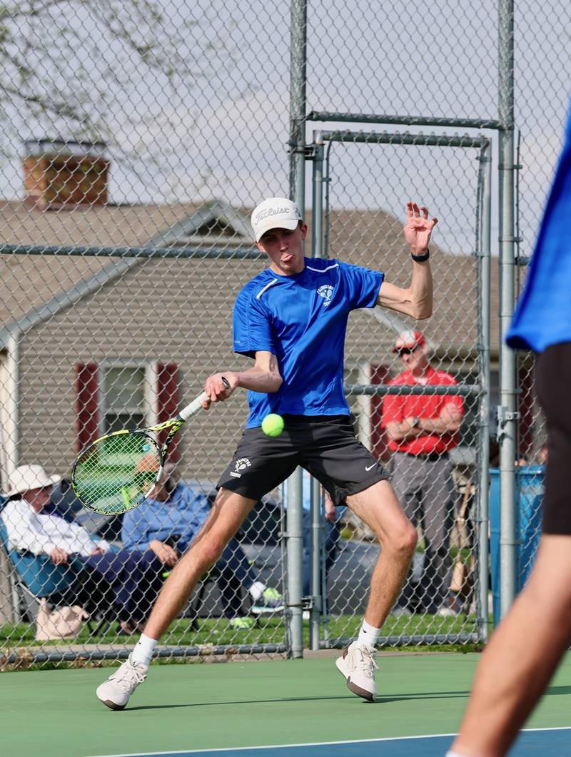 Princeton's  Jackson Mason makes a return at No. 1 doubles against Ottawa on Monday.