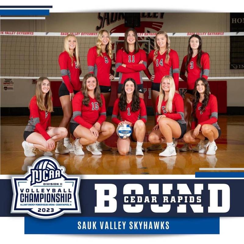 The Sauk Valley volleyball team won the Region 4 Tournament to advance to the NJCAA Nationals in Cedar Rapids, Iowa on Nov. 15-18. Team members include Maya Gartin, McKenzie Hecht and Graycee Funderburg of Princeton.