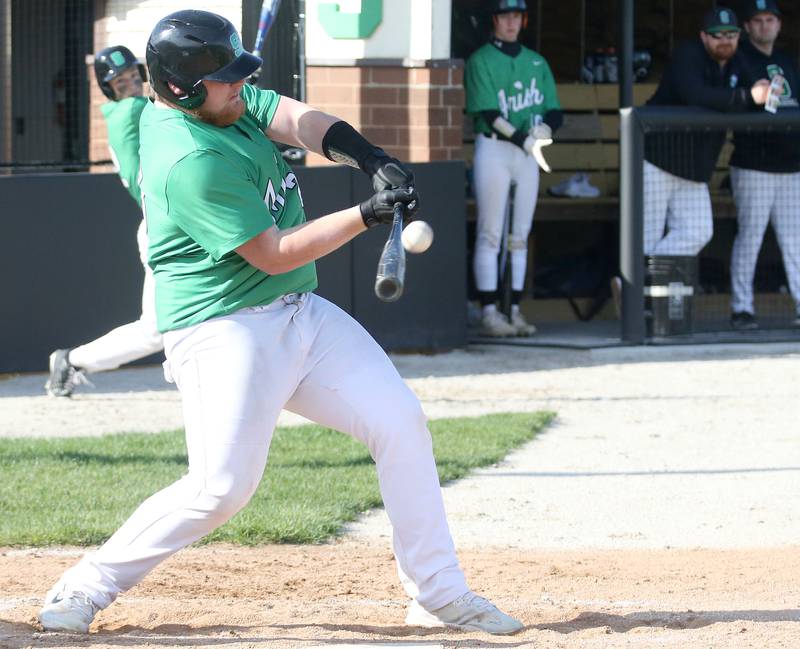 Seneca's Josh Lucas smacks a hit to score a run against Streator on Friday, April 19, 2024 at Seneca High School.