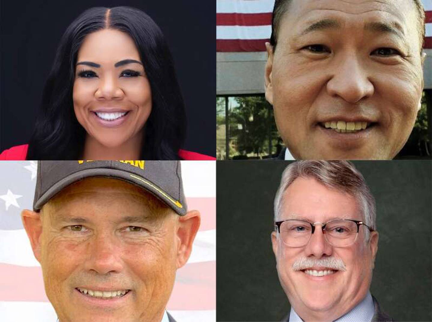 The Republican candidates for Illinois' 11th Congressional District seat are, clockwise from upperleft, Tedora M. Brown, Charlie Kim, Jeff Walter and Michael Pierce.