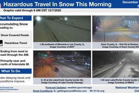 Snow-covered roads slow Sunday travel across northern Illinois; lake-effect snow to follow