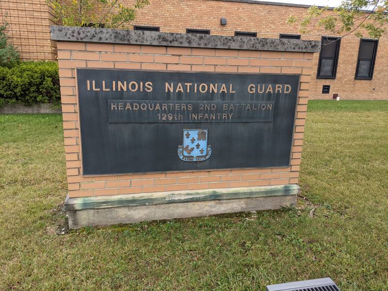 The front of the Illinois National Guard Armory, located at 2900 W. Jefferson St., Joliet, next to the Joliet Memorial Stadium.