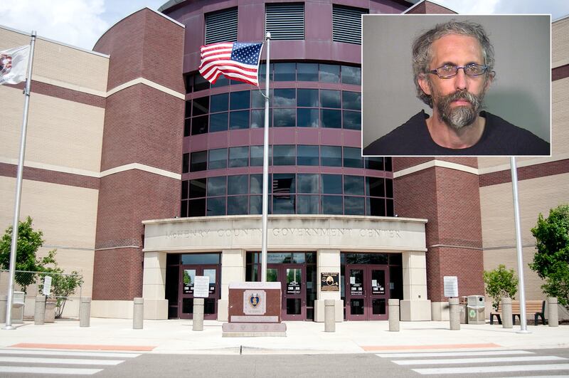 Inset of Mark L. Bock in front of Northwest Herald file photo of the McHenry County courthouse.
