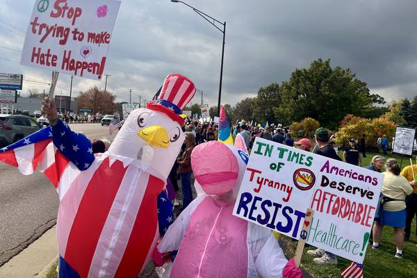 ‘Americans are suffering:’ Huge crowd rallies at latest ‘No Kings’ protest in DeKalb