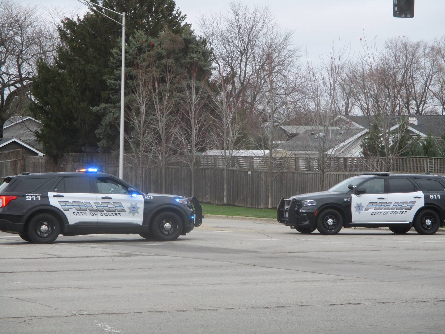 Joliet police blocked off Drauden Road at Caton Farm Road as Will County Sheriff's police confronted a man who barricaded himself inside a house in a situation that led to an advisory for people in the area to stay in place on Friday morning. Nov. 22, 2024