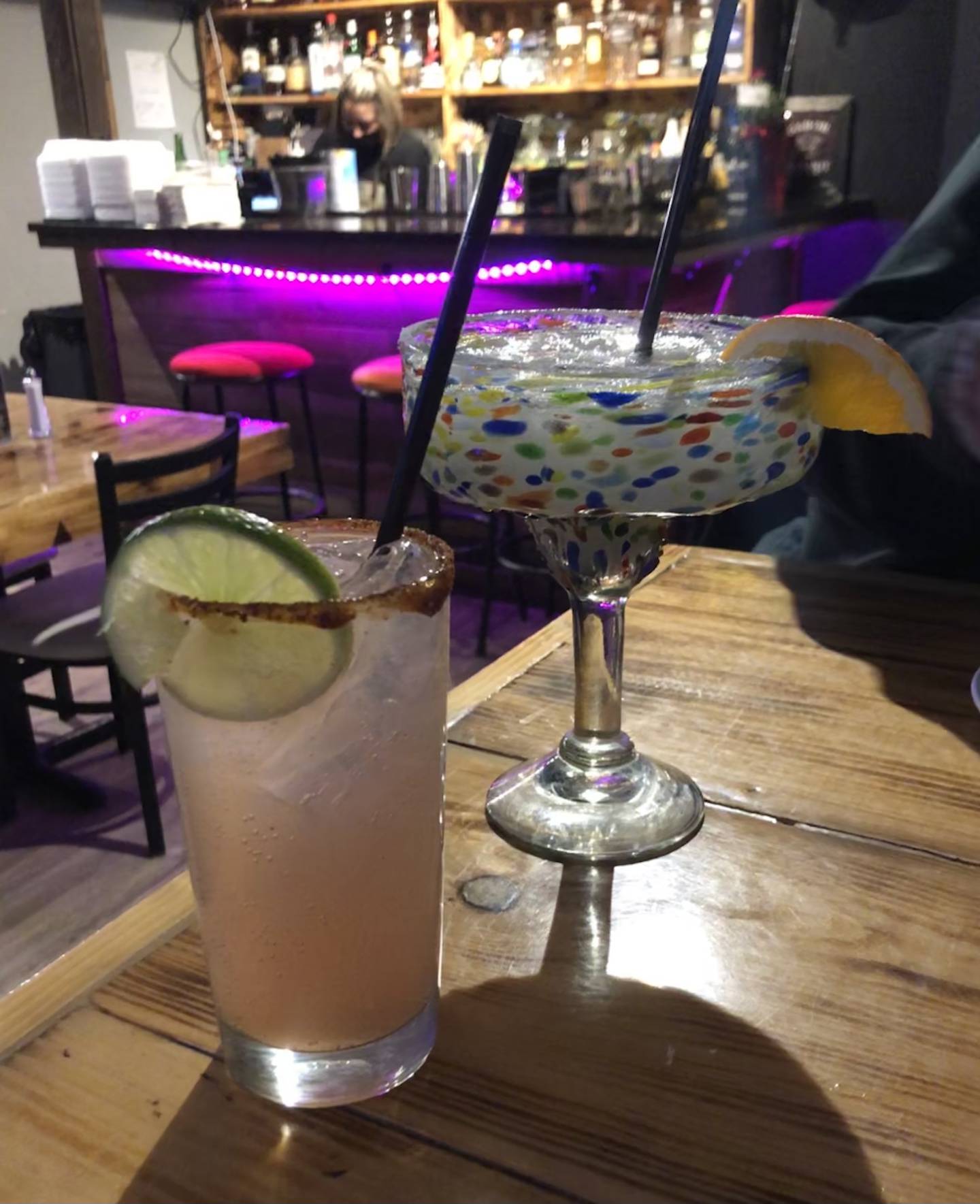 Paloma (left) and coconut margarita (right)