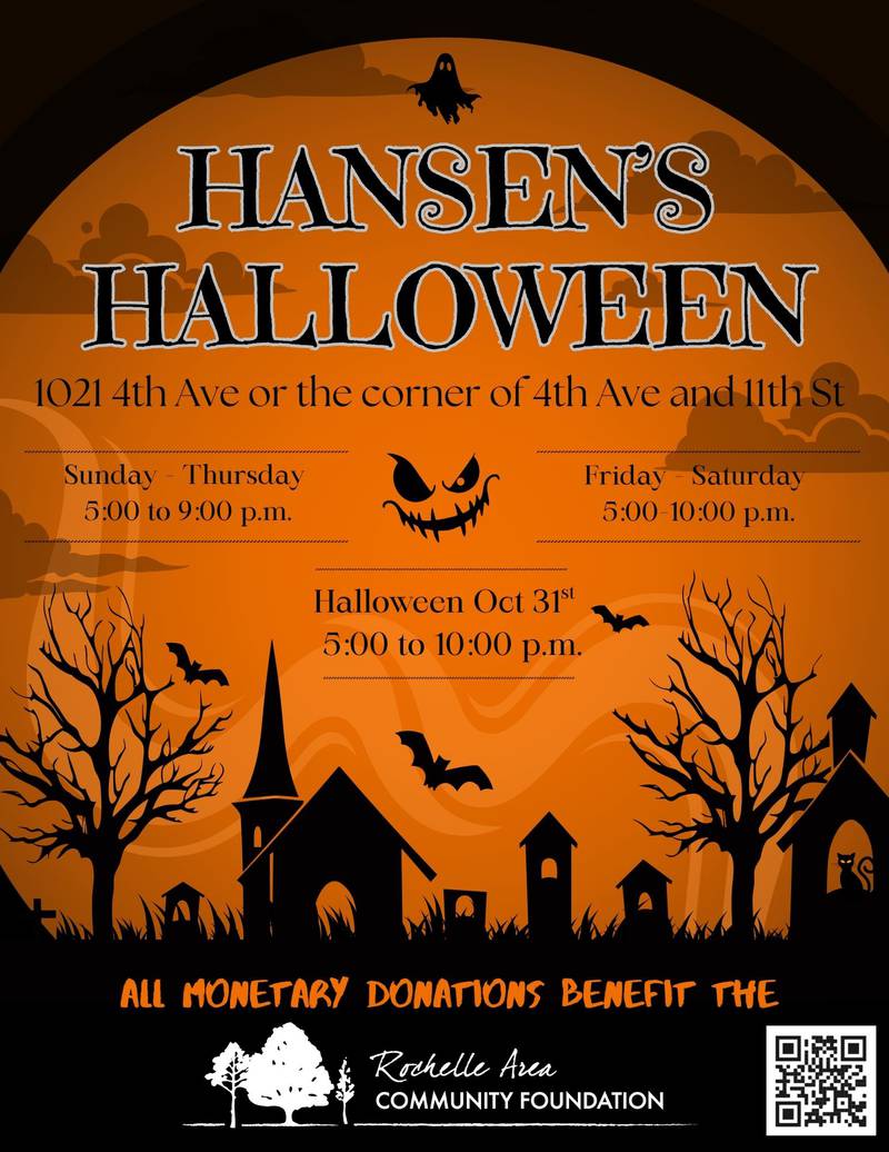 The Hansen Halloween House is back for another year of family-friendly fun. The free event will take place at 1021 Fourth Ave. from 5-9 p.m. on the days leading up to Halloween and from 5-10 p.m on Friday, Oct. 31.