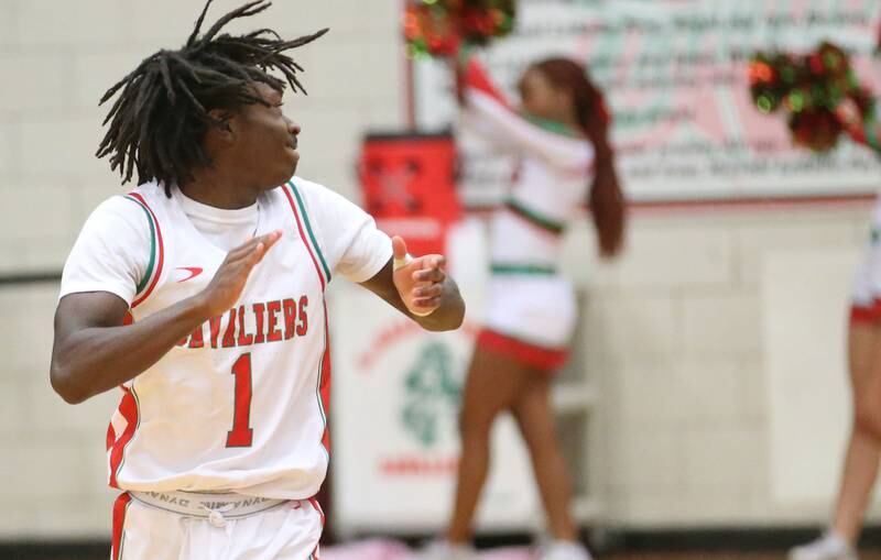 L-P's Cordell Wheatley reacts after hitting a jump shot against Morris on Friday, Dec. 6, 2024 in Sellett Gymnasium at L-P High School.