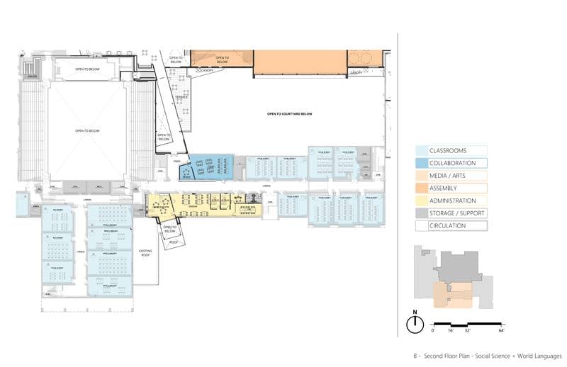 Blueprints show the updated plan for Bradley-Bourbonnais Community High School's Building Better facility project.