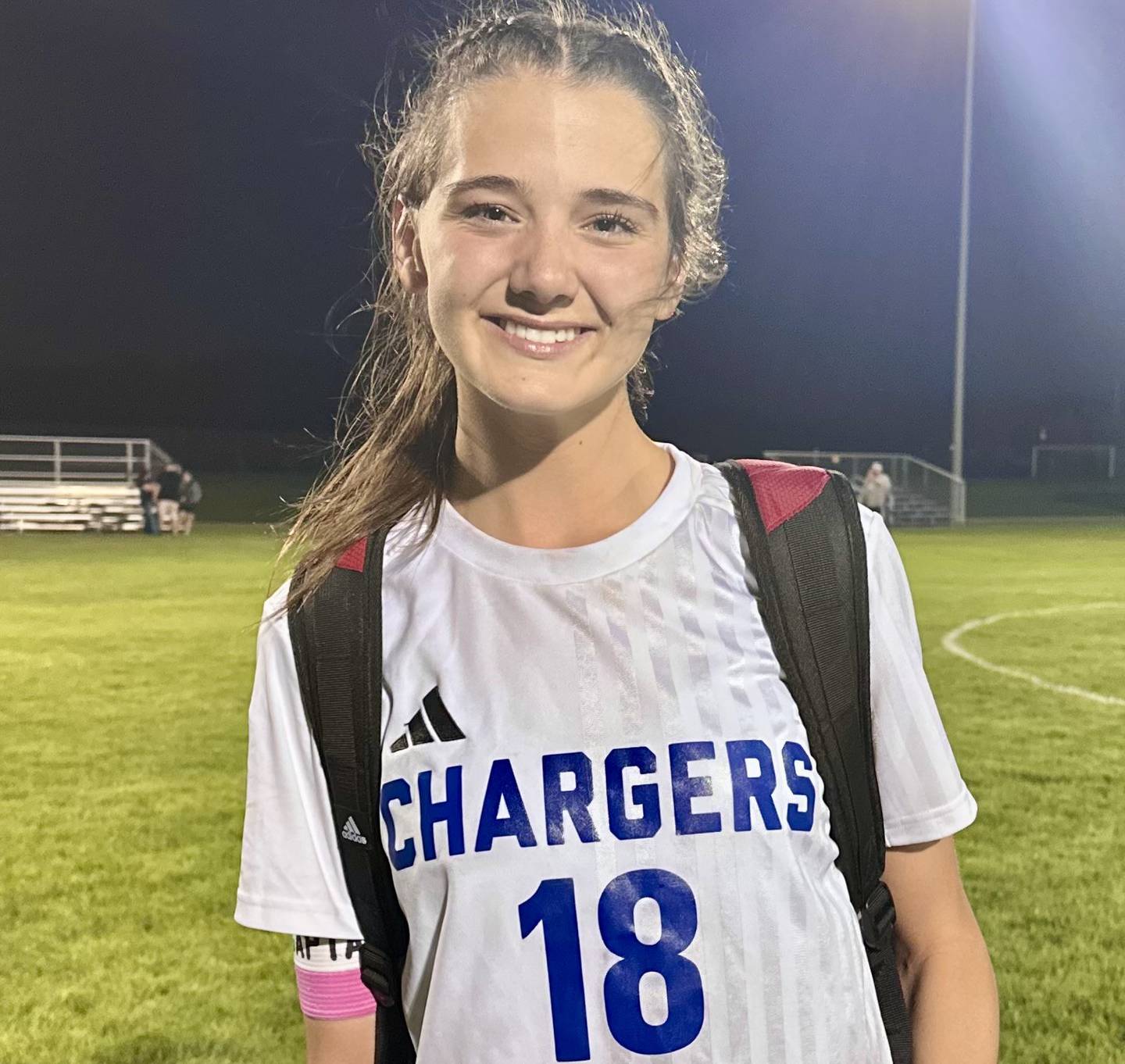 Dundee-Crown's Rylie Mensik scored two goals to lead the Chargers in their overtime match against Hampshire on Thursday evening.