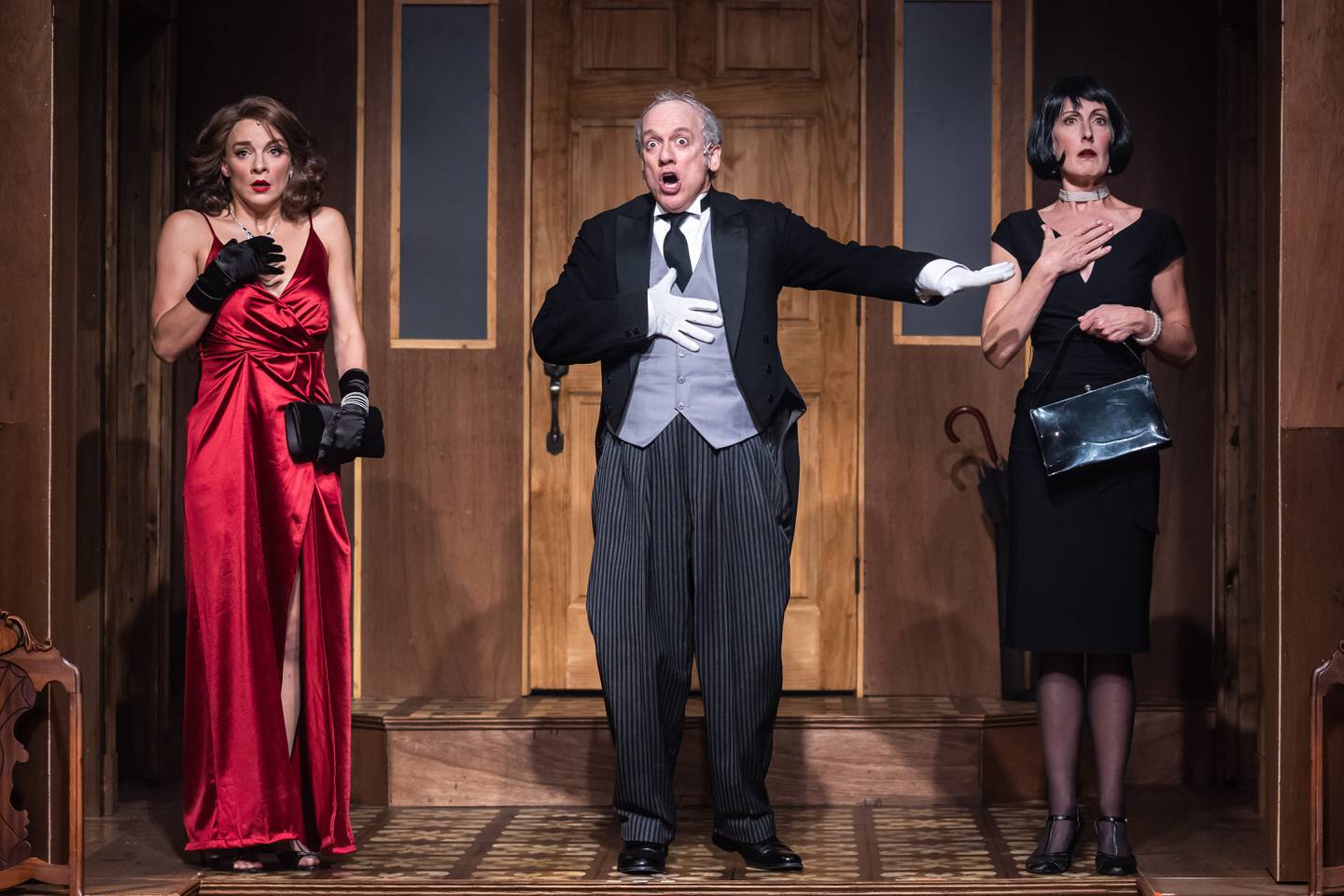 "Clue" - Erica Stephan (Miss Scarlet), Mark David Kaplan (Wadsworth), McKinley Carter (Mrs. White)
