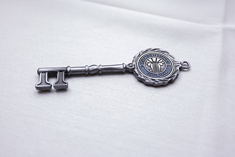 The key Sterling mayor Diana Merdian presented to Merlin Kropf Sunday, Sept. 17, 2023.