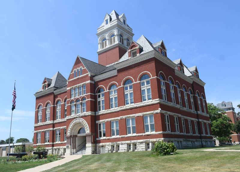 The historic Ogle County Courthouse is located at the corner of Illinois 64 and Illinois 2 in downtown Oregon.