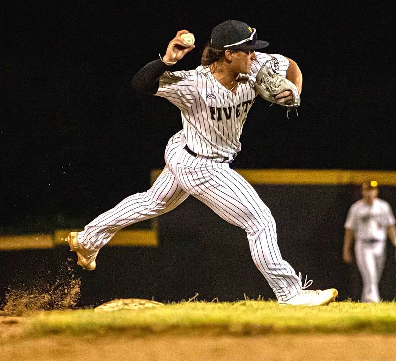 La Salle-Peru graduate Jack Scheri throws the ball during a game with the Rockford Rivets.