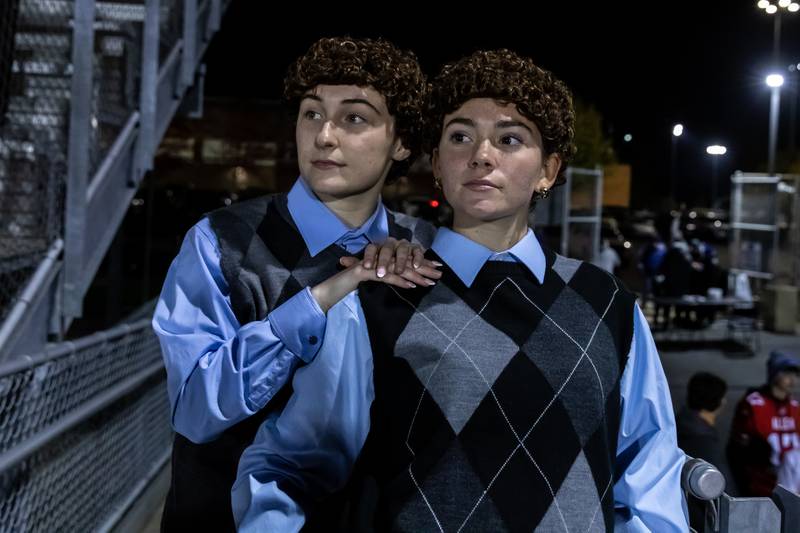 Lincoln-Way East’s super-fans take a Halloween photo prior to a varsity football round one playoff game against Stevenson at Lincoln-Way East on Oct. 31, 2025.