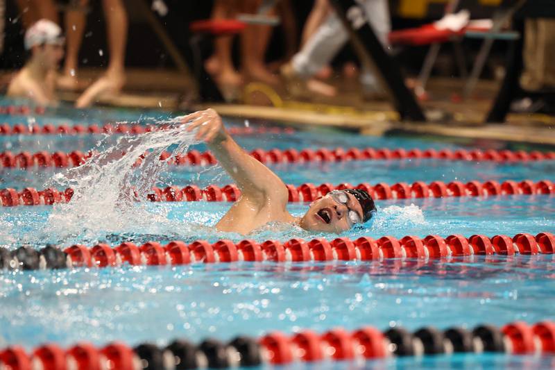 Kankakee's Roberto Coyotl competes in the 100-yard freestyle during the All-City meet on Tuesday, Jan. 6, 2026.
