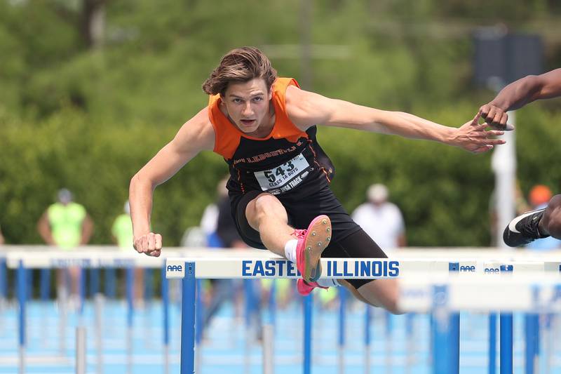 Milledgeville’s Kacen Johnson competes in the Class 1A 110 Meter Hurdles State Finals on Saturday, May 27, 2023 in Charleston.