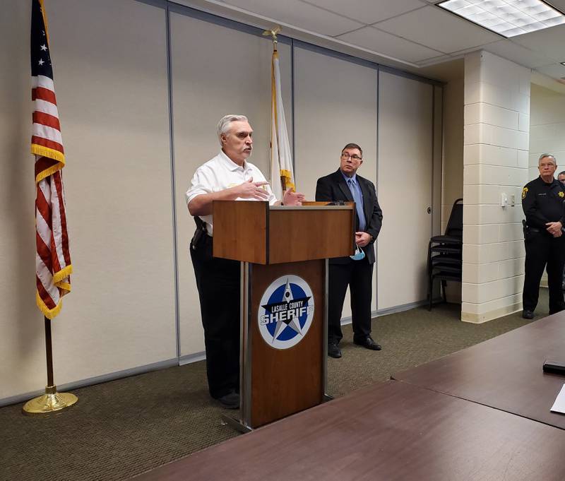 La Salle County Sheriff Tom Templeton held a press conference with State's Attorney Tod Martin and Oglesby Police Chief Doug Hayse on Wednesday, December 30. The press conference was regarding the events of the previous night that involved shots fired at OPD officers and a stolen squad car.