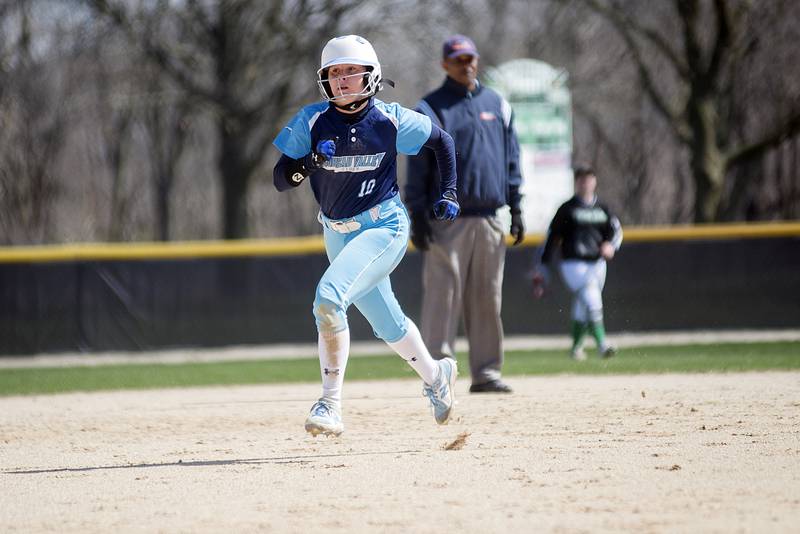 Bureau Valley's Kalee Carlson runs to third against Rock Falls Saturday, April 16, 2022.