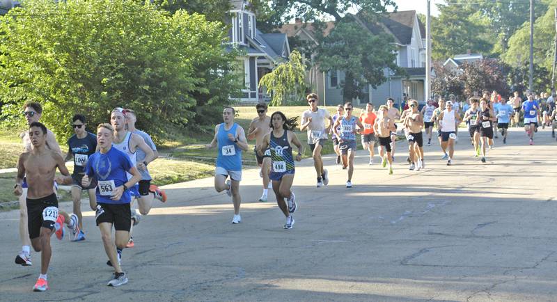 Runners make their way down Hennepin Avenue in Dixon during the annual Reagan Run 5K on Saturday, July 5, 2025.
