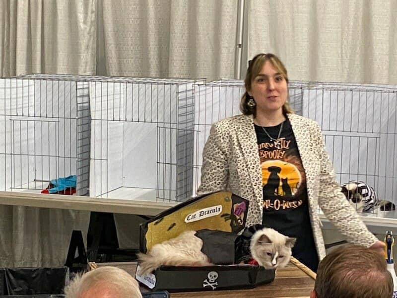 Kayla Motto of New Lenox will judge a cat costume contest on Nov. 18 at The Cat Fanciers’ Association Region 6 Cat Show at the Joliet Junior College Weitendorf Agricultural Education Center in Joliet. Motto will also show a 7-month-old Somali kitten with her mentor, who is also the kitten’s co-owner and show and sell homemade cat products, too.