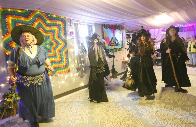 The Village Witches perform on Wednesday, April 30. 2025 at Crafty Eclectic in La Salle. The witches performed five dances as a part of a world wide witches dance to honor the original Wolfshager Hexenbrut, a meaning "The Wolf Hunter's Coven," a group of women from Germany known for the choreographed with dance. The witches also dedicated their performance to their friend RJ who passed away recently.
