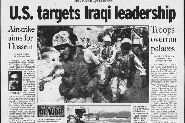 Historical covers for April 8: U.S. targets Iraqi leadership