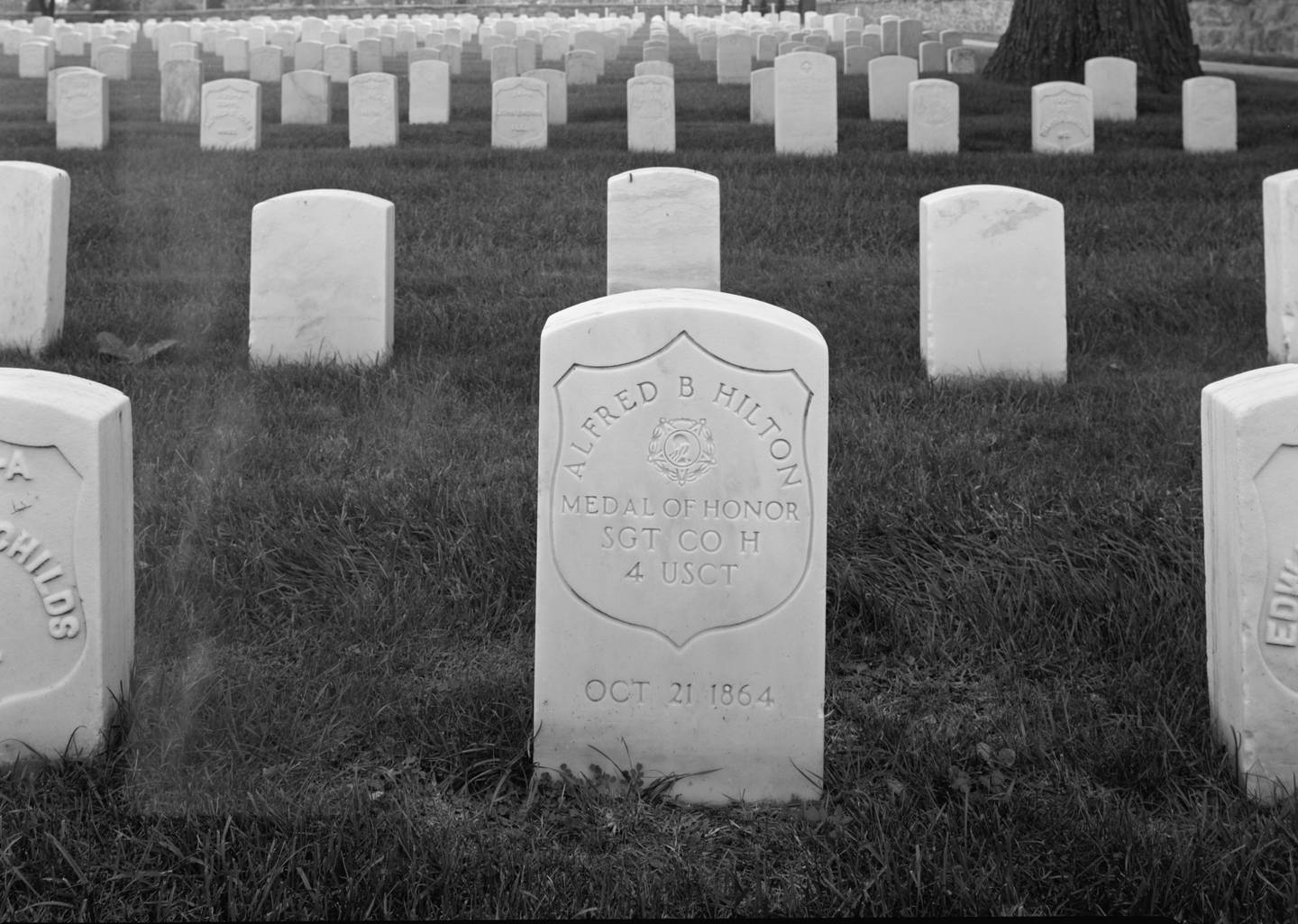 Alfred B. Hilton was a Black Union Army soldier during the Civil War and a recipient of the Medal of Honor for his actions at the Battle of Chaffin's Farm. He is buried at Hampton National Cemetery in Virginia.