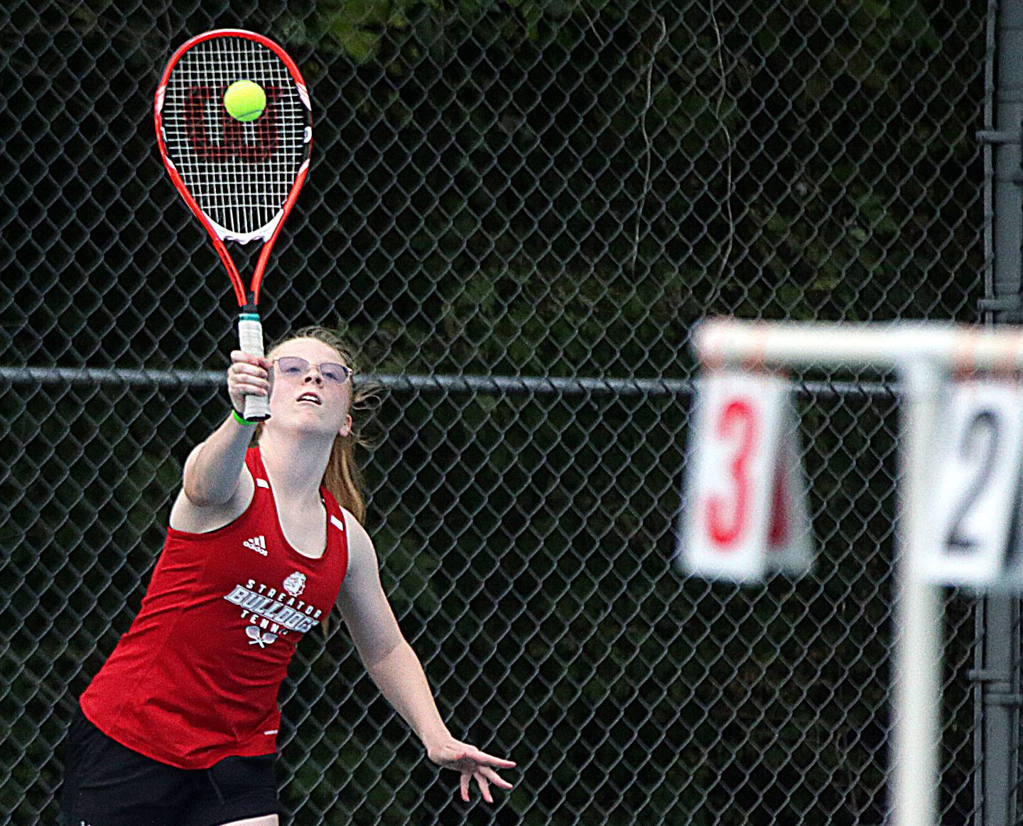 Streator's Mina James hits the ball to the Coal City side on Tuesday, Aug. 31, 2021.