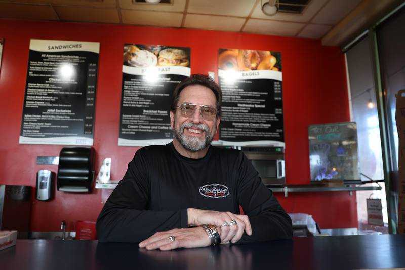 Tom Grotovsky, owner of Great American Bagel, poses at his Joliet location on Essington Road.
