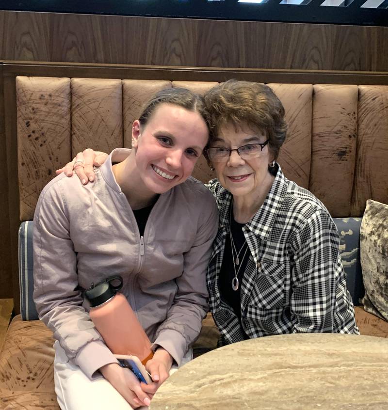 Olympic hopeful Regan Smith, pictured here with her grandmother, Lostant native Marge Moore, is competing in the ongoing U.S. Olympic Team Trials for a chance to swim for the United States in the upcoming Olympic Games.