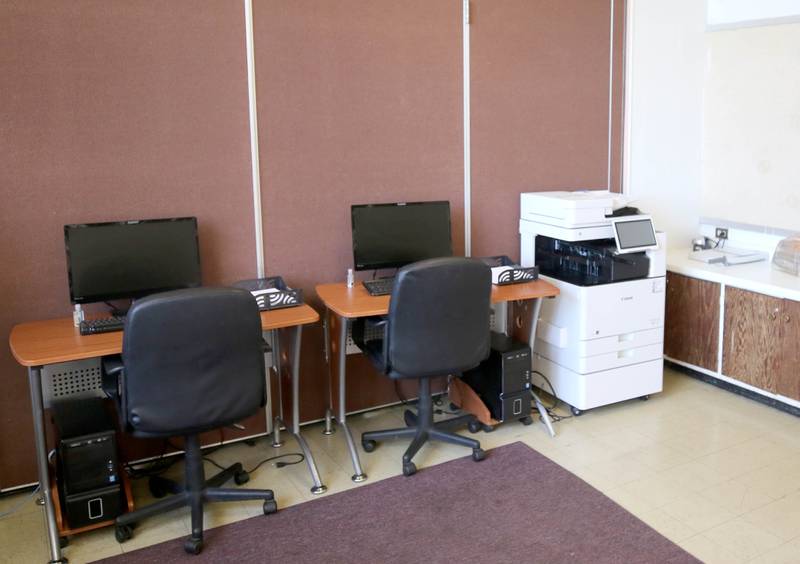 The computer lab at the new location of Family Service Agency’s Club 55 in DeKalb. The senior center is celebrating its grand reopening Monday, April 10, 2023, in its new location at Bethlehem Lutheran Church, 1915 North First Street, in DeKalb.