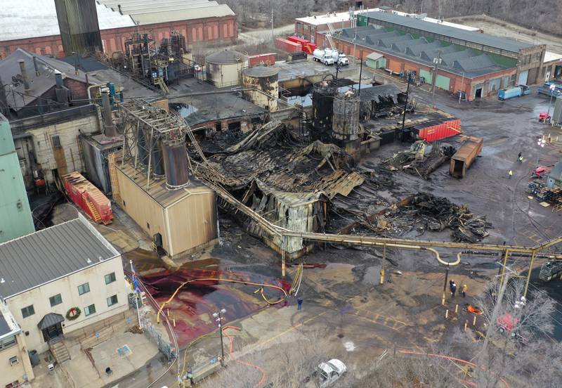 Officials observe the Carus Chemical aftermath on Thursday, Jan. 12, 2023 in La Salle.