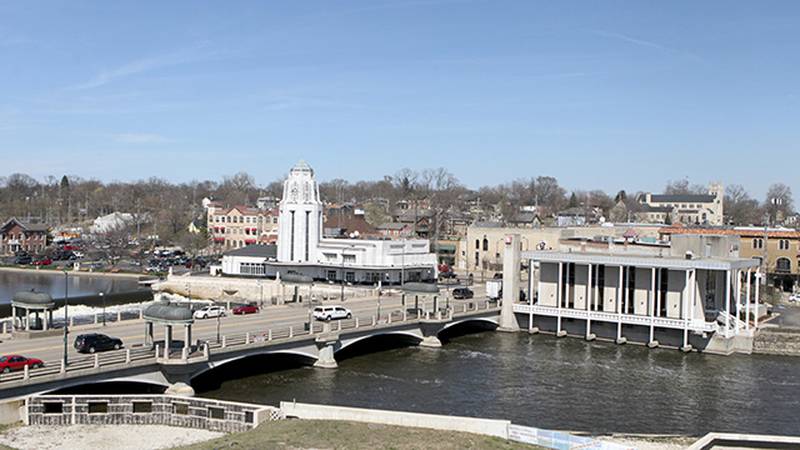 Downtown St. Charles and the Fox River.