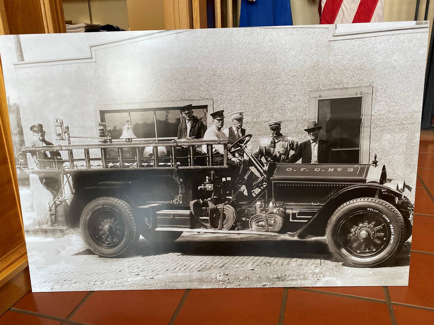 The firetruck that was donated to the Ottawa Scouting and Heritage Museum. It is currently in a warehouse covered in plastic wrap.