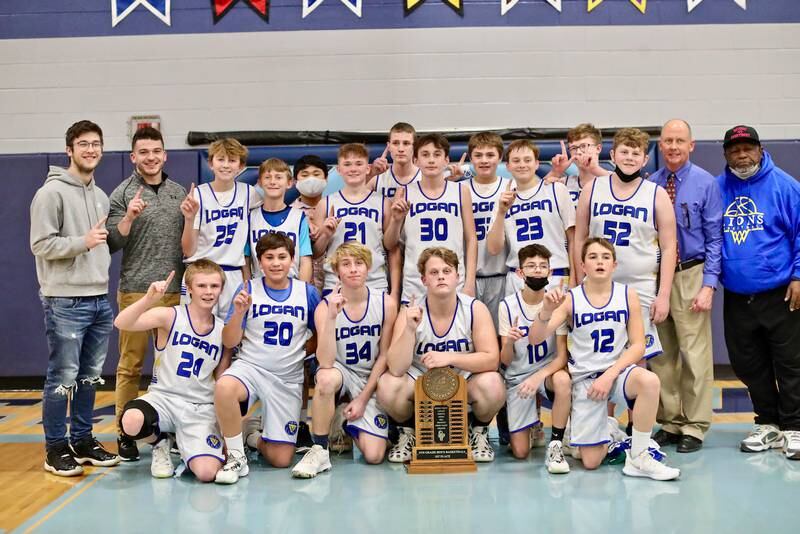 Princeton Logan defeated LaSalle Lincoln 44-20 to capture the Starved Rock Conference eighth-grade boys basketball championship Thursday night at Bureau Valley.  The Lions finished season at 21-1.