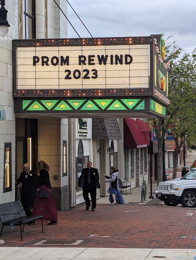 Guests stroll into the Egyptian Theatre for Prom Rewind 2023.