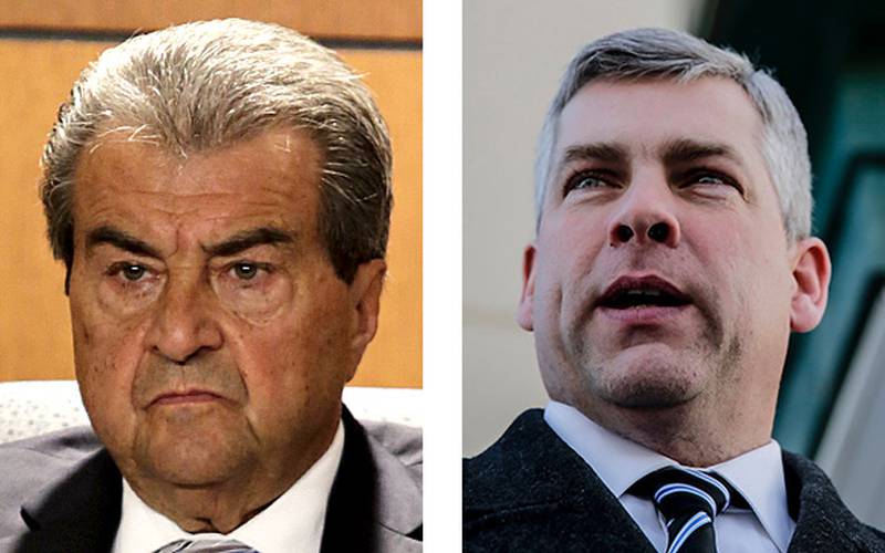 Mayor Thomas Giarrante (left) and Joliet councilman Bob O'Dekirk (right).