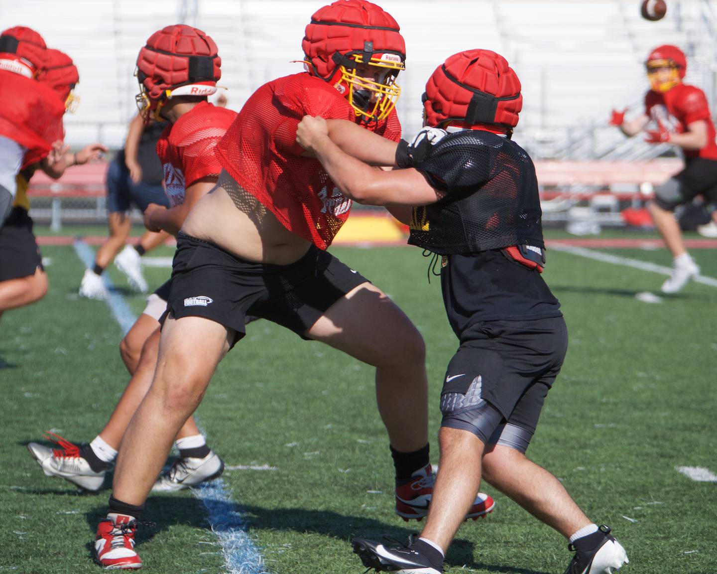 Batavia's Ryan Myers runs drills at varsity football  practice on Wednesday, Aug. 13, 2025 in Batavia