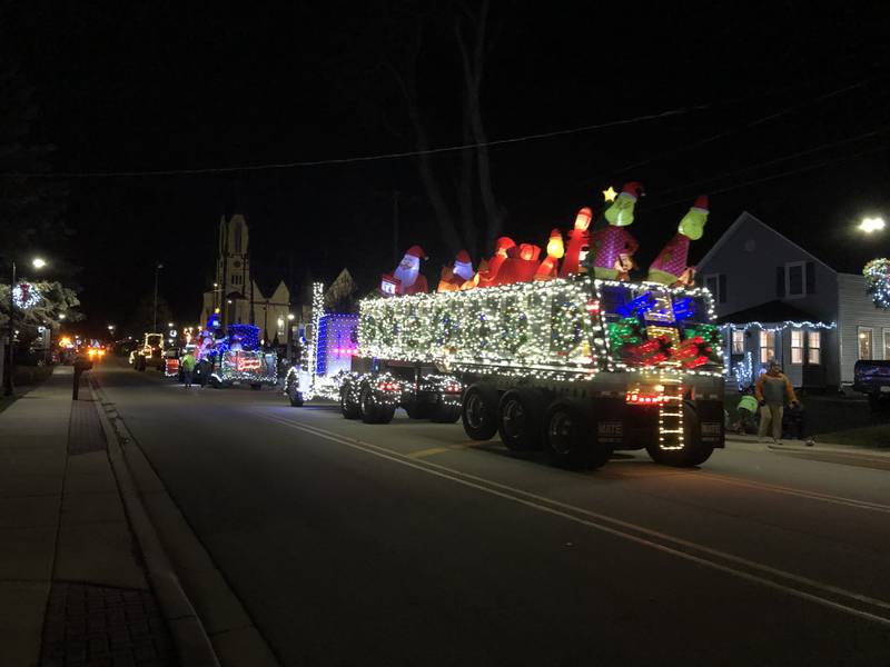 A float in the Johnsburg Holiday Parade Saturday night