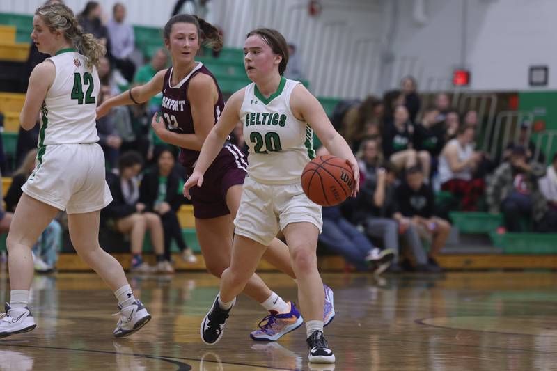 Providence’s Gabi Bednar looks for a play against Lockport.