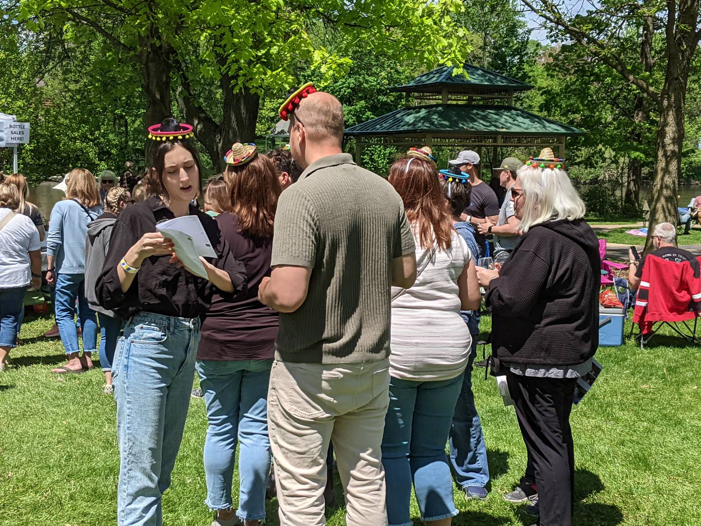 Nick LaPointe, right, along with family members decided to wear mini sombrero hats to Wine on the Fox on May 5, which is also Cinco de Mayo.