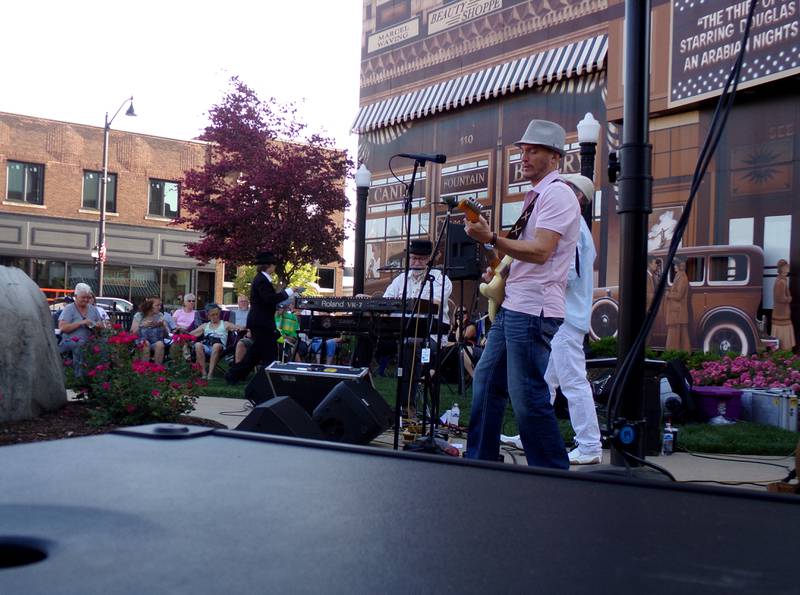 The Smokers Blues Band, of Peoria, performs Friday, June 2, 2023, to open the Jammin' at the Clock summer concert series at Heritage Park in Streator.