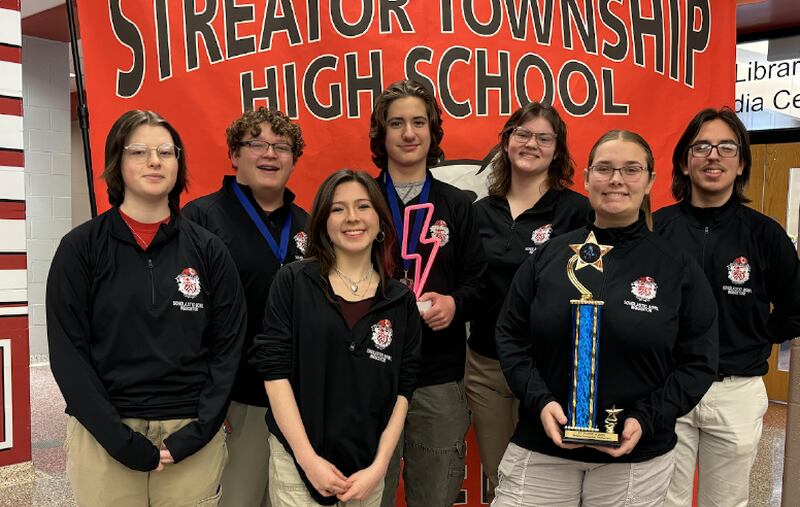 The Streator High School Scholastic Bowl team won the tournament it hosted Saturday, Feb. 15, 2025. Team members are (from left) Olivia Smith, Ellery Laatz and Madelyn Wahl, (back) Palmer Phillis, Ryan Beck, Madelyn Reum and Gabriel Gutierrez.