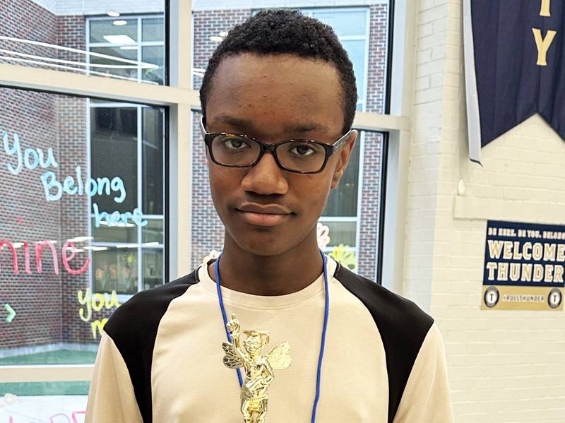 Francis Nnodi, of Carpentersville won the title of Spelling Bee Champion at the annual Kane County Regional Office of Education spelling bee final, held March 15. A student at St. Catherine of Siena Elementary School in West Dundee, Francis can attend the Scripps National Spelling Bee Finals in Maryland in May.